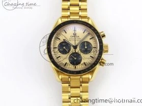 0204 Speedmaster YG RMF Best Edition YG Black Dial on YG Bracelet Lemania HW Durable 7725